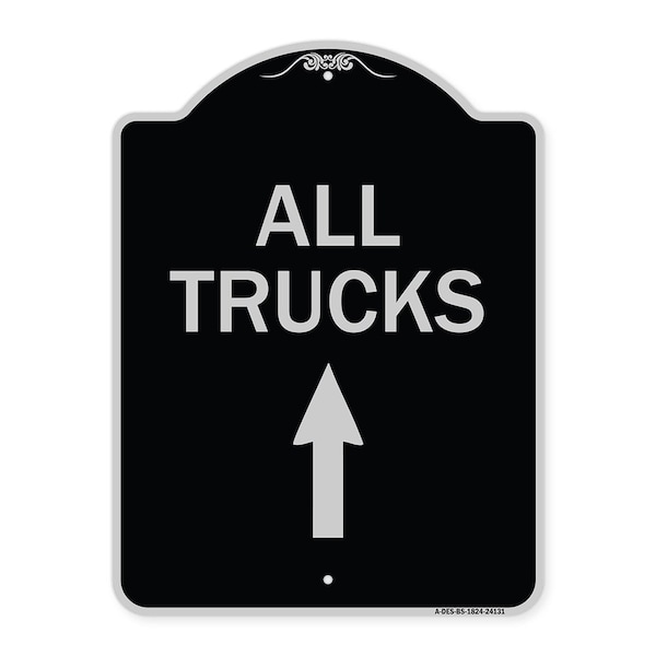 Driveway All Trucks Move Ahead W/ Up Arrow Heavy-Gauge Aluminum Sign, 24" x 18", BS-1824-24131